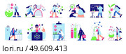 Male and female scientist characters working in science laboratory using microscope lab equipment and glassware isolated vector illustration. Scientist Working In Science Laboratory. Стоковая иллюстрация, агентство Ingram Publishing / Фотобанк Лори