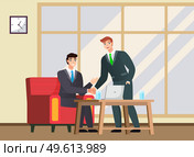 Business people shaking hands, reached agreement. Partnership and cooperation in business, happy businessmen made a good transaction. Partners on deal meeting at a table do handshake in flat design. Business people shaking hands, reached agreement. Partnership and cooperation in business. Стоковая иллюстрация, агентство Ingram Publishing / Фотобанк Лори
