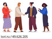 Handshake of two partners, successful deal, contract, office workers shaking hands, women clapping hands, congratulate with agreement, contract, teamwork, partnership, colleagues handshaking. Handshake of two partners, successful deal, contract, office workers shaking hands, teamwork. Стоковая иллюстрация, агентство Ingram Publishing / Фотобанк Лори