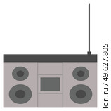 Vector retro tape recorder for audio cassettes. Magnetic cassete player isolated on white background. Music boombox, radio receiver with antenna. Concept of street art, vintage gray audio system. Vector retro tape recorder for audio cassettes. Magnetic cassete player, radio receiver with antenna. Стоковая иллюстрация, агентство Ingram Publishing / Фотобанк Лори