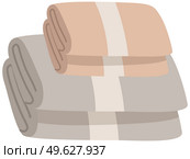 Bathroom towels pile flat vector illustration. Gray and beige folded towels stack isolated on white background. Fluffy bathroom linen pile. Luxury spa accessories. Cotton face and body cloth. Bathroom towels pile vector illustration. Gray and beige folded towels stack isolated on white. Стоковая иллюстрация, агентство Ingram Publishing / Фотобанк Лори