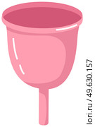 Eco-friendly, washable menstrual cup. Zero waste supplies for personal hygiene. Sustainable lifestyle. Plastic-free concept. Female intimate hygiene, pink silicone menstruation cup, medicine theme. Eco friendly washable menstrual cup. Zero waste supplies for personal hygiene. Sustainable lifestyle. Стоковая иллюстрация, агентство Ingram Publishing / Фотобанк Лори