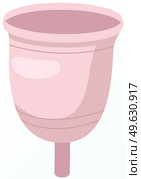 Eco-friendly, washable menstrual cup. Zero waste supplies for personal hygiene. Sustainable lifestyle. Plastic-free concept. Female intimate hygiene, pink silicone menstruation cup, medicine theme. Eco friendly washable menstrual cup. Zero waste supplies for personal hygiene. Sustainable lifestyle. Стоковая иллюстрация, агентство Ingram Publishing / Фотобанк Лори