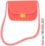 Women s mini handbag, clutch, purse with long handle. Pink colour. Vector image isolated on white background. Beautiful girl pouch with metal clasp. Glamour style design with shoulder strap and buckle. Women s mini handbag, clutch, purse with long handle. Pink colour. Vector image isolated on white. Стоковая иллюстрация, агентство Ingram Publishing / Фотобанк Лори