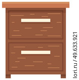 Bedroom nightstand vector illustration. Wooden bedside table in flat design for bedroom. Nightstand with drawers and shelves isolated on white background. Cartoon furniture or decoration icon. Nightstand with drawers and shelves. Wooden bedside table in flat design for bedroom interior. Стоковая иллюстрация, агентство Ingram Publishing / Фотобанк Лори