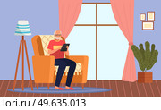 Old people play video game. Modern senior people gadgets. Oldster education computer. Old progressive use modern technology. Learning to use PC. Elderly couple gadgets. Aging parents video conference. Old people play video game. Senior people with different gadgets. Oldster education on computer. Стоковая иллюстрация, агентство Ingram Publishing / Фотобанк Лори