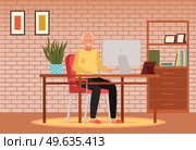 Old people play video game. Modern senior people gadgets. Oldster education computer. Old progressive use modern technology. Learning to use PC. Elderly couple gadgets. Aging parents video conference. Old people play video game. Senior people with different gadgets. Oldster education on computer. Стоковая иллюстрация, агентство Ingram Publishing / Фотобанк Лори