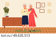 Old people play video game. Modern senior people gadgets. Oldster education computer. Old progressive use modern technology. Learning to use PC. Elderly couple gadgets. Aging parents video conference. Old people play video game. Senior people with different gadgets. Oldster education on computer. Стоковая иллюстрация, агентство Ingram Publishing / Фотобанк Лори