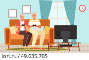 Old people play video game. Modern senior people gadgets. Oldster education computer. Old progressive use modern technology. Learning to use PC. Elderly couple gadgets. Aging parents video conference. Old people play video game. Senior people with different gadgets. Oldster education on computer. Стоковая иллюстрация, агентство Ingram Publishing / Фотобанк Лори