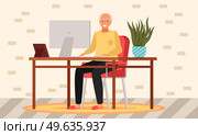 Old people play video game. Modern senior people gadgets. Oldster education computer. Old progressive use modern technology. Learning to use PC. Elderly couple gadgets. Aging parents video conference. Old people play video game. Senior people with different gadgets. Oldster education on computer. Стоковая иллюстрация, агентство Ingram Publishing / Фотобанк Лори
