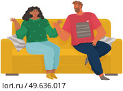 Young couple quarreling. Shout at each other. Man and woman in bad relationship. Arguing, reprimanding, having argument fight. Characters husband and wife breakup. Family conflicts. Marriage crisis. Young couple quarreling. Man and woman shout at each other in bad relationship. Arguing reprimanding. Стоковая иллюстрация, агентство Ingram Publishing / Фотобанк Лори