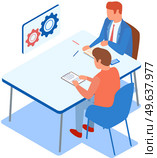 Office staff, work and communication. Head and subordinates. Various workers, managers team. Top managers employees of different levels. Office workers. Co-workers. Colleagues discuss project teamwork. Office workers. Co-workers. Colleagues discuss project teamwork. Office staff work and communication. Стоковая иллюстрация, агентство Ingram Publishing / Фотобанк Лори