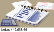 Graph paper with diagram. Business statistics and analytics in graphical form with growing lines. Paper notebook with colored lines with points, financial indicators and mathematical dynamics. Graph paper with diagram. Business statistics and analytics in graphical form with growing lines. Стоковая иллюстрация, агентство Ingram Publishing / Фотобанк Лори