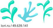 Blue corals and alga lives in sea and ocean, water plants. Cartoon sea plants seaweed on white background. Aquarium leaf of sea dweller. Creature from wildlife of mediterranean ocean. Underwater life. Blue corals and alga lives in sea and ocean, water plants. Cartoon sea plants seaweed on white. Стоковая иллюстрация, агентство Ingram Publishing / Фотобанк Лори