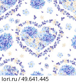 Watercolor pattern with flowers hydrangeas. illustrations. Watercolor pattern with flowers hydrangeas. . Стоковое фото, агентство Ingram Publishing / Фотобанк Лори