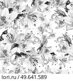 Bright watercolor seamless pattern with flowers lilies and wild flowers. Illustration. Bright watercolor seamless pattern with flowers lilies and wild flowers. . Стоковое фото, агентство Ingram Publishing / Фотобанк Лори