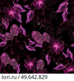 Watercolor wedding pink tropical seamless pattern with Exotic flowers, orchid, protea and leaves. Illustration. Watercolor wedding pink tropical seamless pattern with Exotic flowers, orchid, protea and leaves. Стоковое фото, агентство Ingram Publishing / Фотобанк Лори