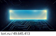 abstract motherboard and circuit background with blue neaon lights and copy space on display. abstract motherboard and circuit background. Стоковое фото, агентство Ingram Publishing / Фотобанк Лори