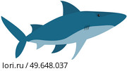 Large predatory marine fish. Ravenous animal living in sea or ocean. White shark isolated on white. Raptorial shark wild nautical animal dangerous ocean fish. Cold-blooded predator vector illustration. Predatory marine fish. Ravenous animal living in ocean. White shark isolated on white background. Стоковая иллюстрация, агентство Ingram Publishing / Фотобанк Лори