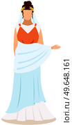 Roman woman in traditional clothes, citizen of ancient rome vector Illustration on white background. Young antique female as roman empress wearing in long dress with gold laurel wreath on her head. Roman woman in traditional clothes, citizen of ancient rome vector Illustration on white background. Стоковая иллюстрация, агентство Ingram Publishing / Фотобанк Лори