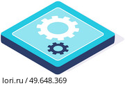 Adjusting app, setting options, maintenance, repair, fixing. Colorful square button vector Illustration. Phone customization application icon, mobile app template. Phone settigns development. Smartphone customization application icon, mobile app template. Phone settigns development. Стоковая иллюстрация, агентство Ingram Publishing / Фотобанк Лори