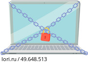 Laptop computer are bound with chains and locked with padlock flat style. Computer security concept. Protection of personal digital data from penetration of strangers. information security on network. Laptop computer are bound with chains and locked with padlock flat style. Computer security concept. Стоковая иллюстрация, агентство Ingram Publishing / Фотобанк Лори