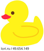 Toy rubber duck for baby bathing. Cute accessory for taking bath. Soft toy for playing with child during bathing isolated on white background. Yellow rubber duck with eye and wing for baby in bath. Rubber duck for baby bathing. Cute accessory for taking bath. Soft toy for playing with child. Стоковая иллюстрация, агентство Ingram Publishing / Фотобанк Лори
