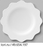 Empty white porcelain plate. Round white plate isolated on transparent background. Cookware, china, crockery element for serving dishes. Dish for restaurant, empty utensil and dishware 3d vector. Empty white porcelain 3d plate. Cookware, china, crockery element for serving dishes in restaurant. Стоковая иллюстрация, агентство Ingram Publishing / Фотобанк Лори