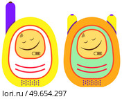 Baby monitor, smart parent device isolated on white background. Smart assistant for modern mothers, designed to monitor baby from neighboring rooms. Electronic device for listening to child. Smart assistant for modern moms designed to monitor baby. Electronic device for listening to child. Стоковая иллюстрация, агентство Ingram Publishing / Фотобанк Лори