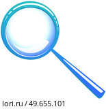 Magnifying glass isolated on white background. Optical device designed to visually enlarge images, objects and small details. Magnifier with long handle and lens. Optical system, magnifying glass. Magnifier with long handle and lens. Magnifying glass, device designed to visually enlarge images. Стоковая иллюстрация, агентство Ingram Publishing / Фотобанк Лори