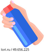 Cleaning liquid icon flat vector. Plastic bottle of antiseptic substance. Anti-bacterial sanitizer for cleaning in container. Premises cleaning, infection control concept. Home and personal hygiene. Plastic bottle of antiseptic substance. Anti-bacterial sanitizer liquid for cleaning premises. Стоковая иллюстрация, агентство Ingram Publishing / Фотобанк Лори