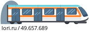High speed underground transport leaving tunnel to metro. Public transport, train for transporting metro passengers. Train of subway with automatic doors. Modern subway tramway vector illustration. High speed underground public transport leaving tunnel to metro. Train of subway for passengers. Стоковая иллюстрация, агентство Ingram Publishing / Фотобанк Лори