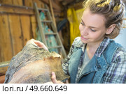 traditional tanner cleaning the leather in old tannery. Стоковое фото, агентство Ingram Publishing / Фотобанк Лори