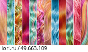 Collage of hair color palette. Hair colours set. Tints. Dyed Hair color samples. Стоковое фото, агентство Ingram Publishing / Фотобанк Лори