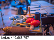 maracas and other musical instruments on stage at the Philharmonic. Стоковое фото, агентство Ingram Publishing / Фотобанк Лори