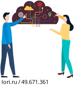 Mind behavior concept, business people and solving complex tangled problems. Abstract inner thought process and symbolic emotional activity. Personality and mental mindset types, logical thinking. Mind behavior concept, business people and solving complex tangled problems, logical thinking. Стоковая иллюстрация, агентство Ingram Publishing / Фотобанк Лори