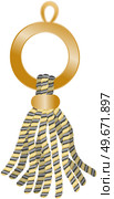 Fittings for women s handbag. Decorative pendant tassel for decorating clothes, curtains or home textiles. Vector fringe or bag accessory. Gold ring with threads, hanging window curtain decoration. Fittings for women s handbag. Decorative pendant tassel for decorating clothes curtain home textile. Стоковая иллюстрация, агентство Ingram Publishing / Фотобанк Лори
