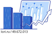 Data analysis and investment. Statistical calculations, financial research. Analysis of statistics for business strategy planning. Development of finance on growing graph, chart vector illustration. Statistical calculations, financial analysis. Analysing statistics for business strategy planning. Стоковая иллюстрация, агентство Ingram Publishing / Фотобанк Лори