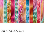 Collage of hair color palette. Hair colours set. Tints. Dyed Hair color samples. Стоковое фото, агентство Ingram Publishing / Фотобанк Лори