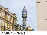 BT Tower in London Rising Above City Architecture. London, UK, 14 April 2024. Редакционное фото, фотограф Zydrius Tartenis / Фотобанк Лори