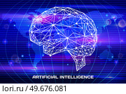 Polygonal human brain made of lines and dots. Medical research of internal organs, innovative technology in medicine concept. Organ of human central nervous system. Brain modern 3D volumetric image. Polygonal human brain, organ of central nervous system. Innovative technology in medicine concept. Стоковая иллюстрация, агентство Ingram Publishing / Фотобанк Лори