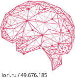 Polygonal human brain made of red lines and dots. Medical research of internal organs, innovative approach concept. Organ of human central nervous system. Modern depiction of organ regulating body. Organ of human central nervous system. Modern depiction of brain made of red lines and dots. Стоковая иллюстрация, агентство Ingram Publishing / Фотобанк Лори
