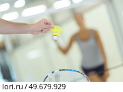 indoor badminton courts with players. Стоковое фото, агентство Ingram Publishing / Фотобанк Лори