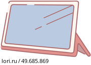 Electronic device with touch screen. Device for drawing and broadcasting to screen. Electronical smart tablet with stand. Equipment for work or study. Modern tablet design vector illustration. Electronical smart tablet with stand. Device with touch screen, equipment for work and study. Стоковая иллюстрация, агентство Ingram Publishing / Фотобанк Лори
