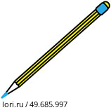 Wooden pencil with an eraser. Flat vector illustration isolated icon. Sketching and painting tool on white background. Sharpened pencil for writing and working on paper. Stationery for drawing picture. Wooden pencil with an eraser. Flat vector illustration isolated icon. Stationery for drawing picture. Стоковая иллюстрация, агентство Ingram Publishing / Фотобанк Лори