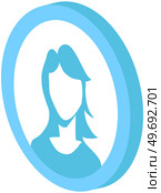 Avatar profile icon, female portrait. Round label with head symbol of woman. Graphical representation of user, his alter ego, game internet character in web forums, messengers, chats, portals, blogs. Avatar profile icon. Graphical representation of user, his alter ego, game internet character. Стоковая иллюстрация, агентство Ingram Publishing / Фотобанк Лори