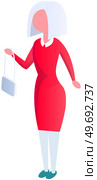 Trendy woman holding clutch bag. Stylish young lady in elegant dress standing with handbag. Female character in fashionable apparel, clothing. Girl in heels and red dress with fashion accessory. Trendy woman holding clutch bag. Stylish young lady in elegant dress standing with handbag. Стоковая иллюстрация, агентство Ingram Publishing / Фотобанк Лори