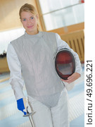 portrait of a female fencer. Стоковое фото, агентство Ingram Publishing / Фотобанк Лори