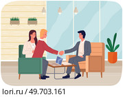Business partnership cooperation beginning. Businessmen shaking hands after signing contract agreement. Business meeting of partners in office. Male colleagues discussing work and closing deal. Business partnership cooperation. Businessmen shaking hands after signing contract agreement. Стоковая иллюстрация, агентство Ingram Publishing / Фотобанк Лори