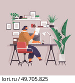 Confusion and mess. Stressed man office worker spreading papers. Tired confused worker sits at table and scaredly holding his hand over his head. Home office workplace with computer and chaos. Confusion and mess. Stressed man office worker spreading paper. Tired confused worker in home office. Стоковая иллюстрация, агентство Ingram Publishing / Фотобанк Лори